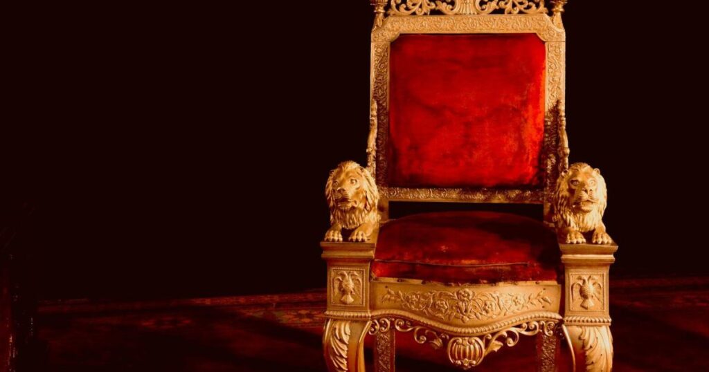 A velvet red and golden throne from a childhood dream of Carl Jung.