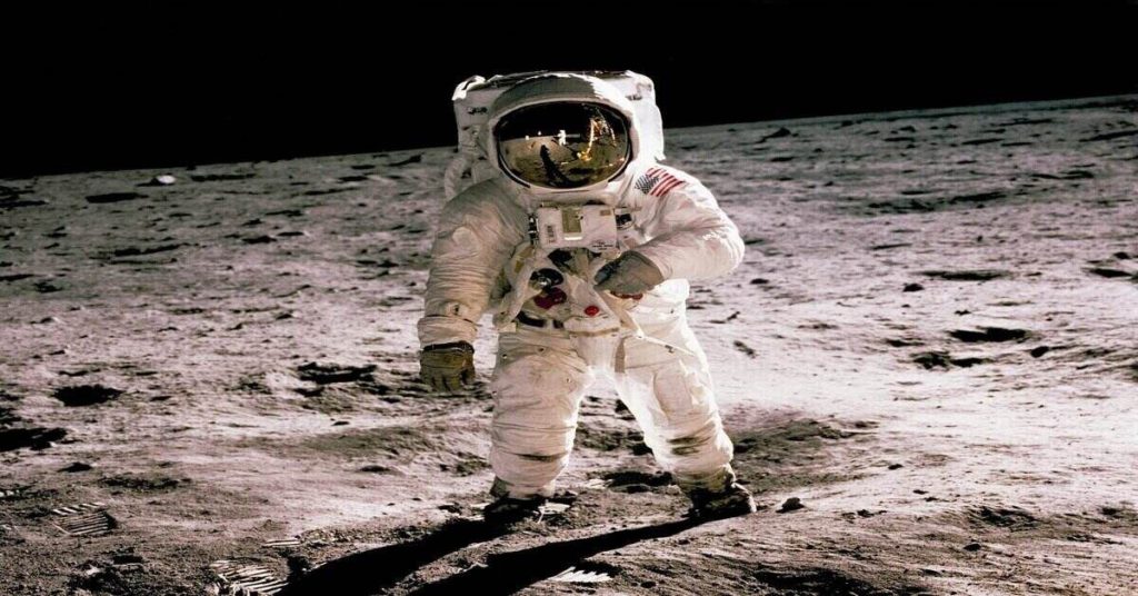 An image of Neil Armstrong on the moon illustrates a popular site of conspiracy theory.