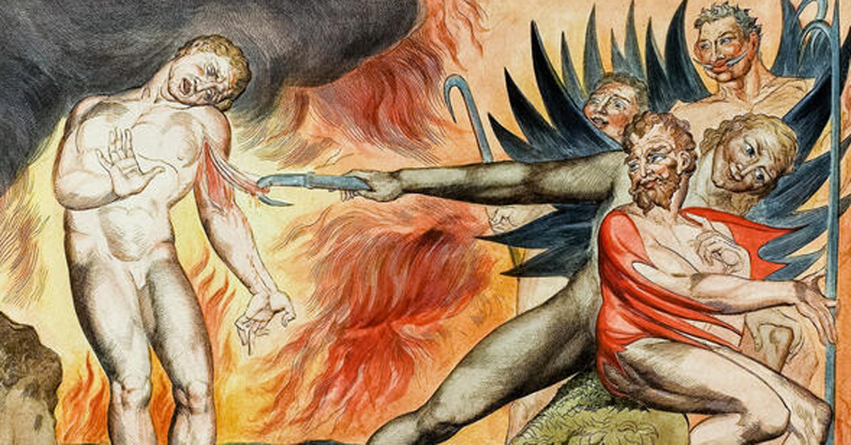 Three demons stab a man