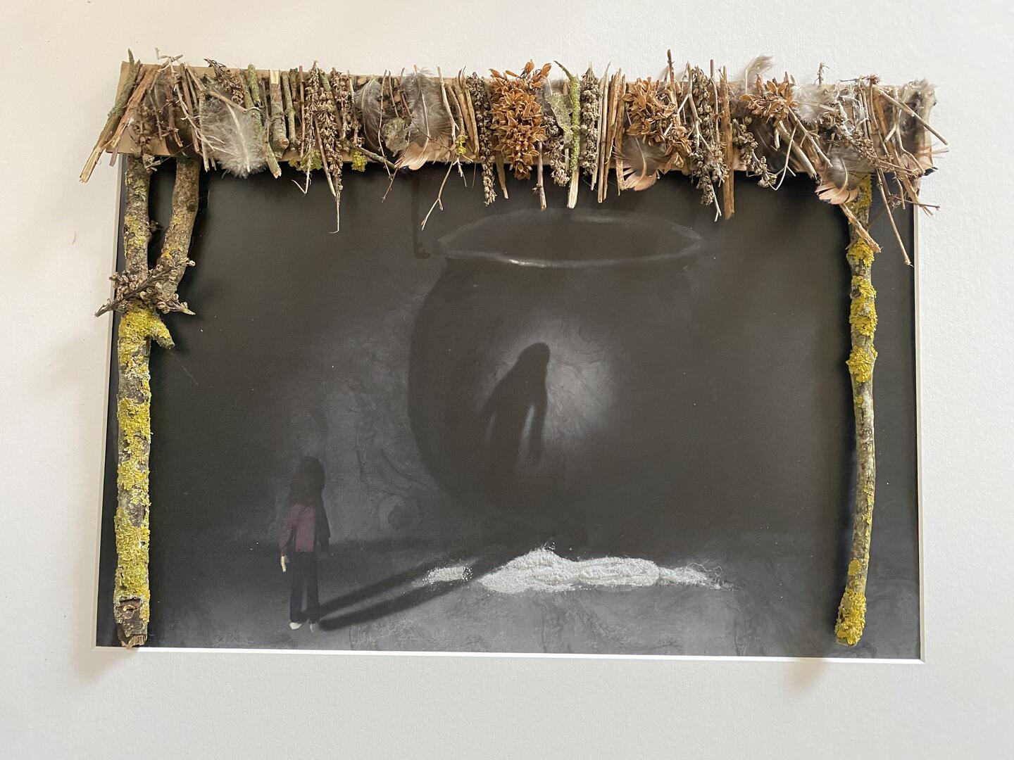 The image was created by the woman whose dream we interpreted. It depicts the dream-ego standing before a giant cauldron with ashes beneath it.